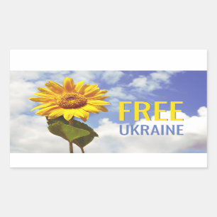 Free Ukraine Blue Yellow Sunflower Peace Rectangular Sticker