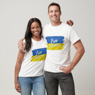 Free Ukraine Brushstroke Flag T-Shirt
