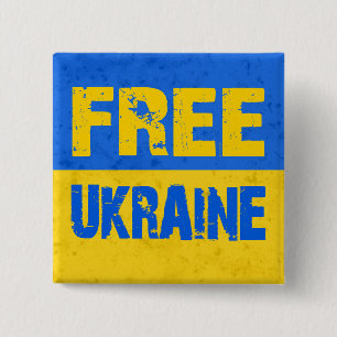 Free Ukraine Grunge Flag 15 Cm Square Badge