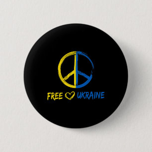 Free Ukraine Peace Sign For Women Men Ukrainian Fl 6 Cm Round Badge