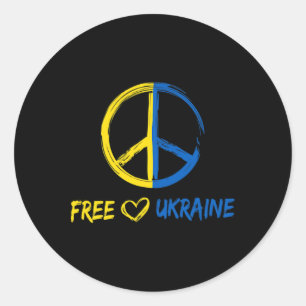 Free Ukraine Peace Sign For Women Men Ukrainian Fl Classic Round Sticker