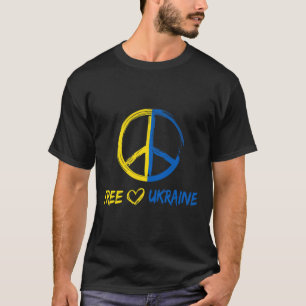 Free Ukraine Peace Sign For Women Men Ukrainian Fl T-Shirt