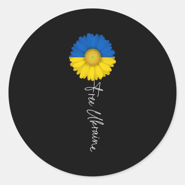 Free Ukraine Sun Flower Support Ukraine I Stand Wi Classic Round Sticker (Front)