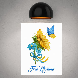 Free Ukraine Sunflower & Butterfly Poster