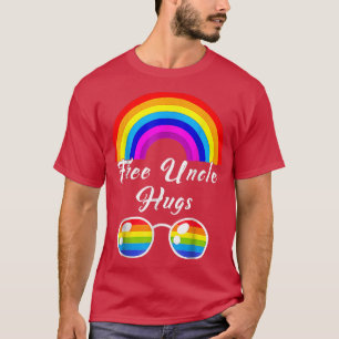 Free Uncle Hugs LGBT Ally Rainbow Sunglasses Gay P T-Shirt
