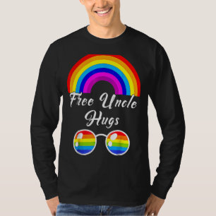 Free Uncle Hugs Lgbt Ally Rainbow Sunglasses Gay P T-Shirt