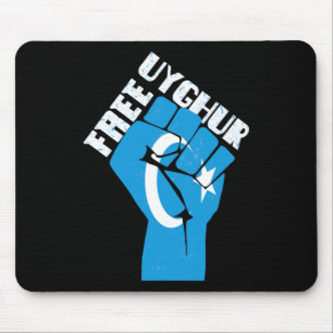 Free Uyghur Resist Fist With Uyghur Flag  Mouse Mat