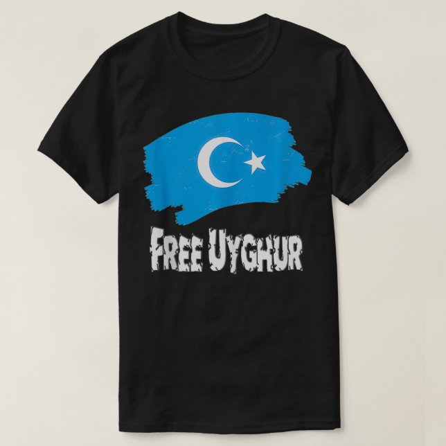 Free Uyghur With Uyghur Flag  T-Shirt (Design Front)