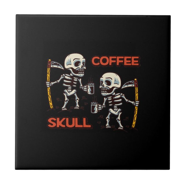 Free vector coffee with two skull modern style tile (Front)