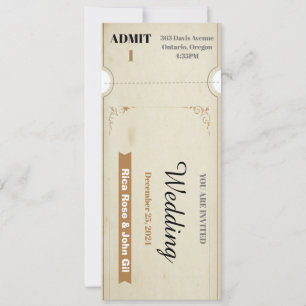 Free Vintage wedding Ticket  Invitation