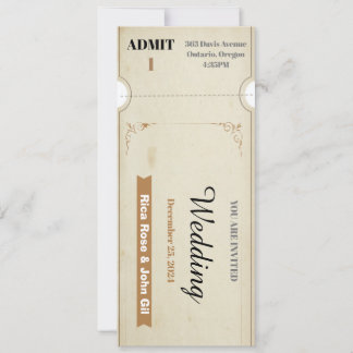Free Vintage wedding Ticket  Invitation
