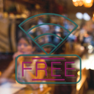 Free WI-FI Coffee Shop Network Connect  Window Cling