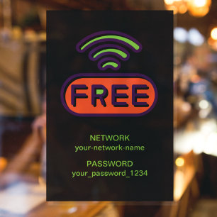  Free WIFI  Network Internet Password  Window Cling