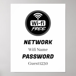 Free WiFi Password Sign Network Name & Password