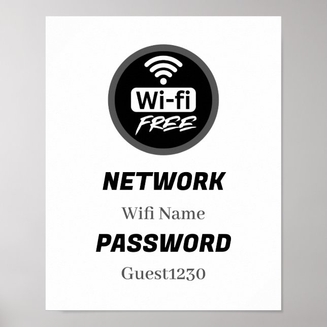 Free WiFi Password Sign | Network Name & Password (Front)