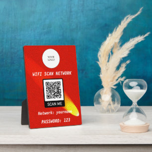 Free Wifi QR Code Orange Leather Spotlight Plaque