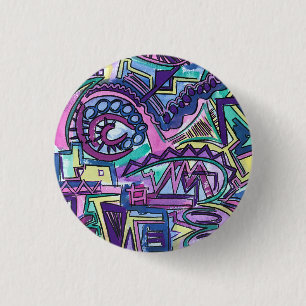 Free Will-Hand Painted Abstract Art 3 Cm Round Badge