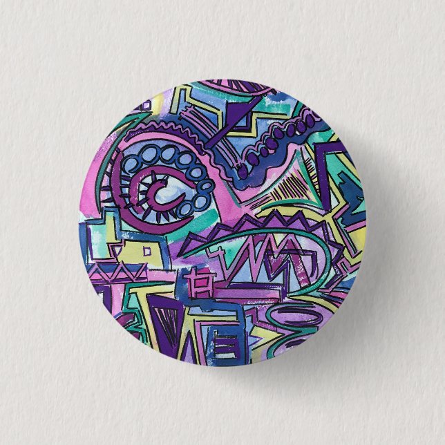 Free Will-Hand Painted Abstract Art 3 Cm Round Badge (Front)