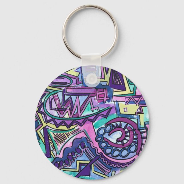 Free Will-Hand Painted Abstract Art Key Ring (Front)