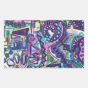 Free Will-Hand Painted Abstract Art Rectangular Sticker