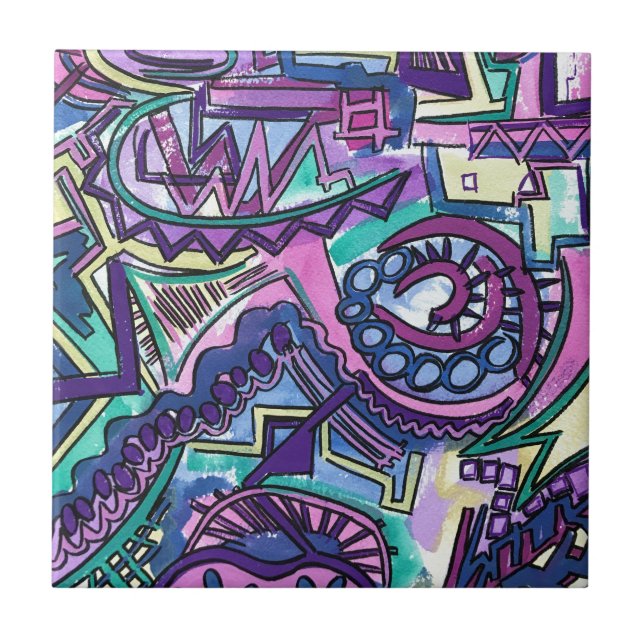 Free Will-Hand Painted Modern Geometric Art Tile (Front)