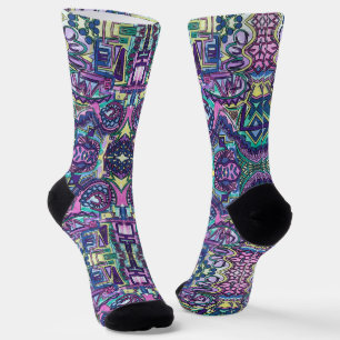 Free Will-Multicolor Abstract Geometric Pattern Socks