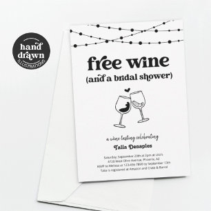 Free Wine Funny Wine Tasting Bridal Shower Invitation