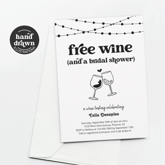 Free Wine Funny Wine Tasting Bridal Shower Invitation (Creator Uploaded)