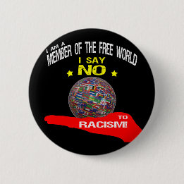 Free World, no to racism 6 Cm Round Badge