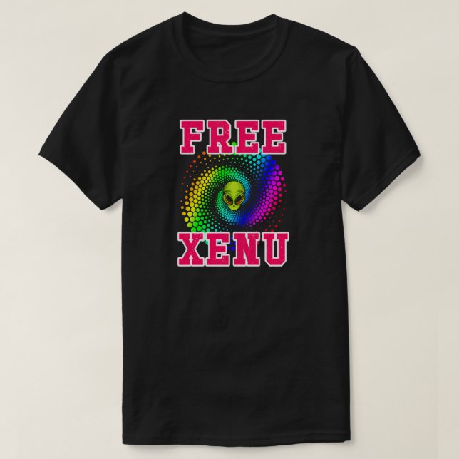Free Xenu Rainbow Spiral Funny Anti-Scientology T-Shirt (Design Front)