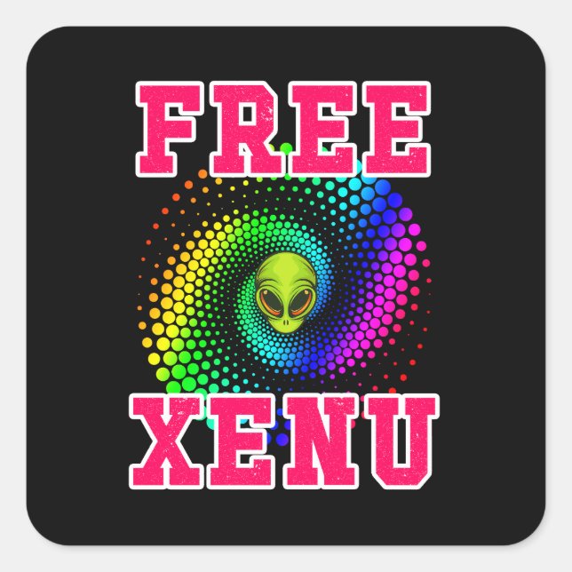 Free Xenu Rainbow Spiral Funny Scientology Protest Square Sticker (Front)