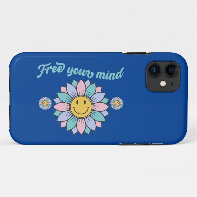 FREE YOUR MIND funny 70's typography design flower Case-Mate iPhone Case (Back (Horizontal))