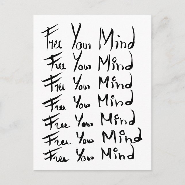 FREE your MIND!  Motivational calligraphy quote Postcard (Front)
