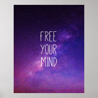 "Free Your Mind" Quote Blue Night Sky