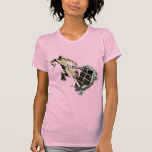 Freediving Diver Fighting a Turtle for a Lobster T-Shirt