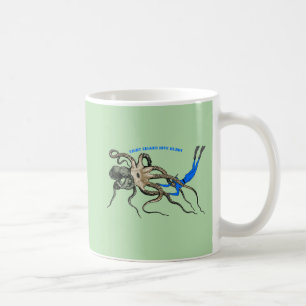 Freediving Diver Looking Over a Giant Octopus URM Coffee Mug