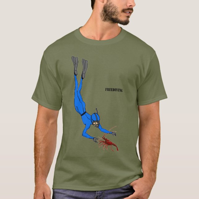 Freediving Diver Observing a Spiny Lobster T-Shirt (Front)
