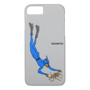 Freediving Diver Observing an Octopus Underwater Case-Mate iPhone Case
