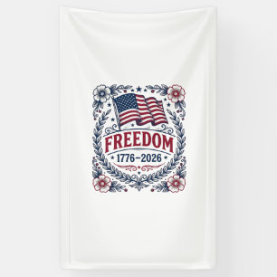 Freedom 1776 Patriotic Vintage Flag Floral Shirt_1 Banner
