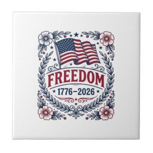 Freedom 1776 Patriotic Vintage Flag Floral Shirt_1 Tile
