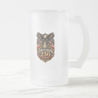 FREEDOM 250 Eagle Two-Sided Frosted Glass Beer Mug