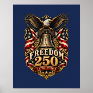 Freedom 250 Liberty Bell Eagle Navy Poster