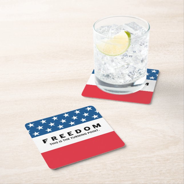 Freedom A True Patriot Square Paper Coaster (Insitu)