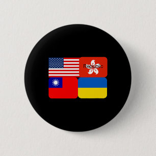 Freedom Alliance Usa Hong Kong Republic Taiwan Ukr 6 Cm Round Badge