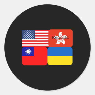 Freedom Alliance Usa Hong Kong Republic Taiwan Ukr Classic Round Sticker