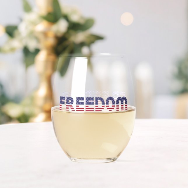 Freedom American Flag for Patriotic & Liberty Stemless Wine Glass (Insitu (Wedding))