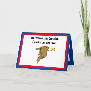 Freedom and Cupcakes American Bald Eagle Cartoon Announcement