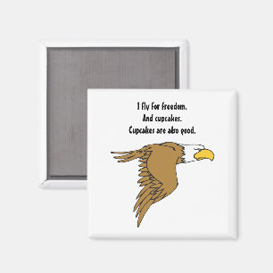 Freedom and Cupcakes American Bald Eagle Cartoon Magnet