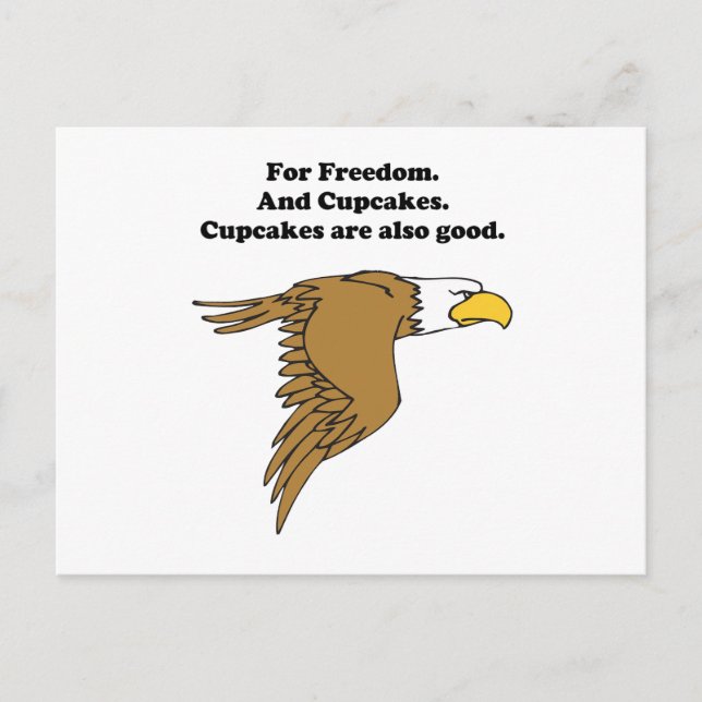Freedom and Cupcakes American Bald Eagle Cartoon Postcard (Front)