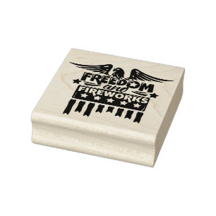Freedom and Fireworks Rubber Stamp